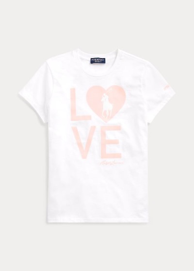 Ralph Lauren Pink Pony Live Love T Shirt Dame Danmark (GLOYQ3204)